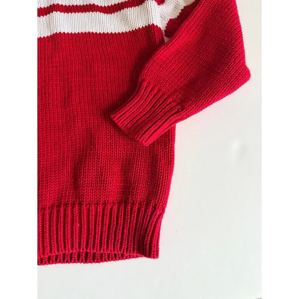 Old Navy Boys Red White Stripe Quarter Zip Sweater Size 8